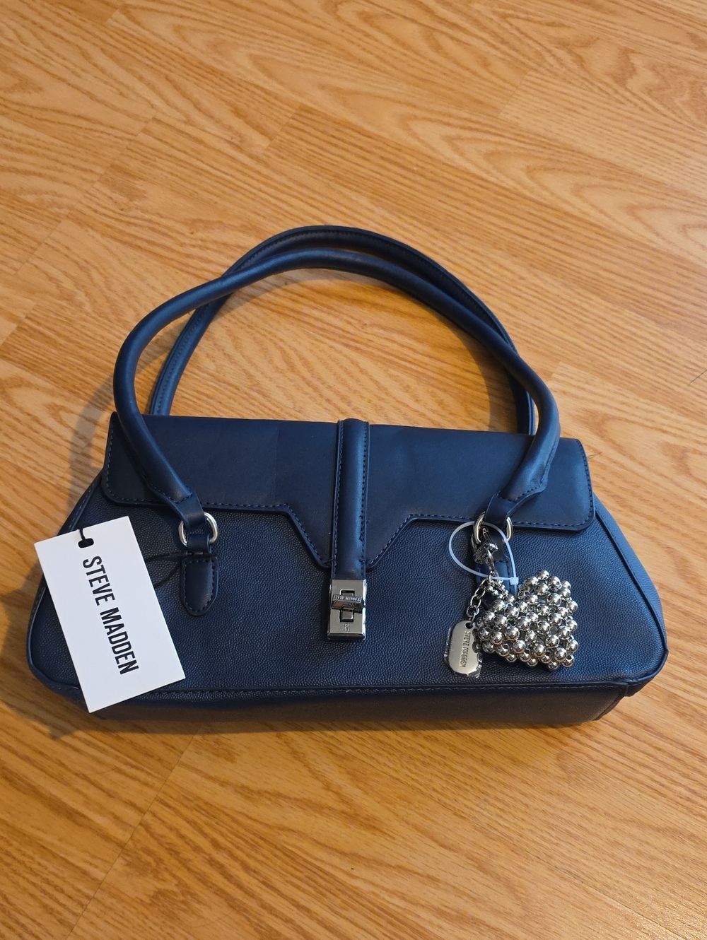 Steve Madden Navy Bmalone Shoulder Bag with Silver Charm